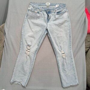 Denizen Levi’s Mid Rise Boyfriend Jeans Light Wash Distressed 34” Waist